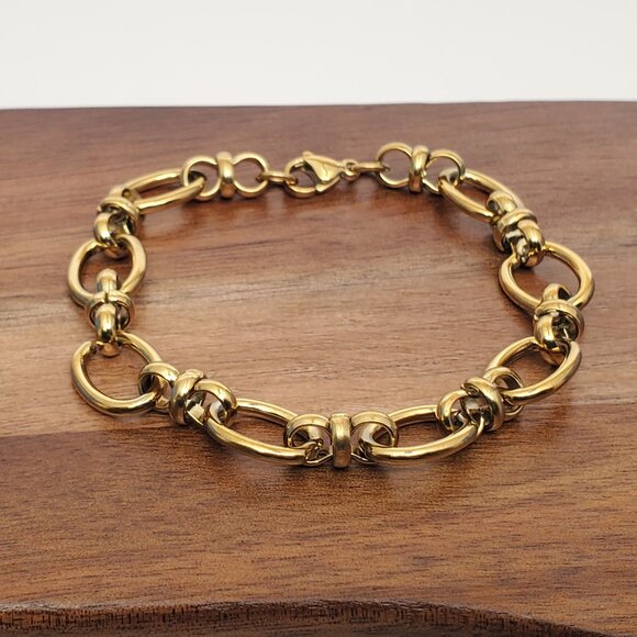 Womens 14K Gold Chain Link Style Bracelet 14 Karat Silver